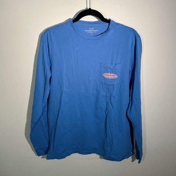 Vineyard Vines | BLUE LONG-SLEEVE POCKET TEE - Picture 1 of 2